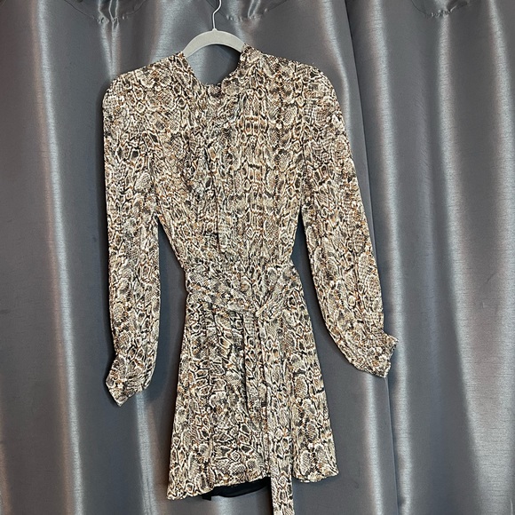 Zara Animal Snake Print Belted Mini Dress - Picture 2 of 9